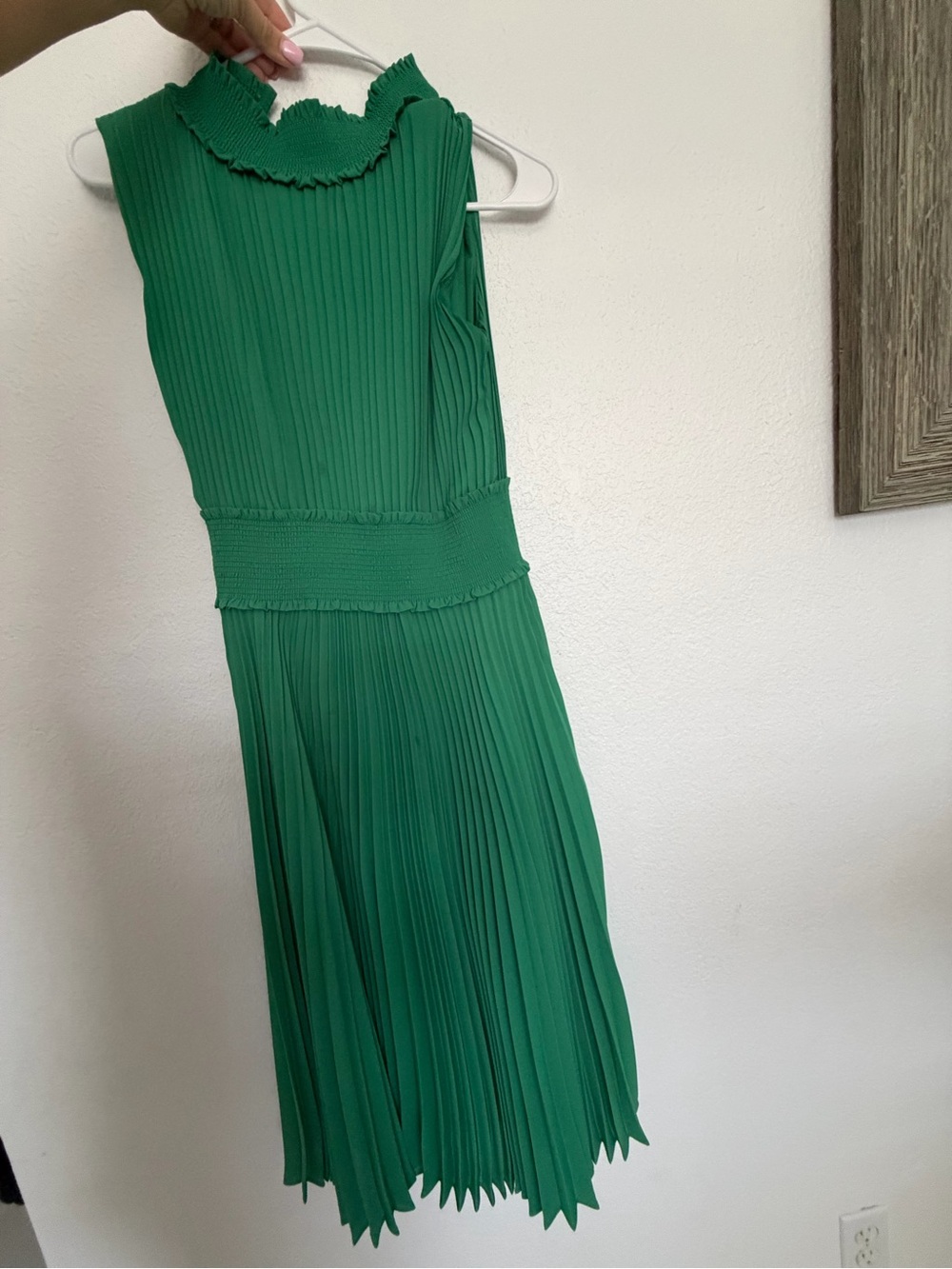 Nanette Lepore Emerald Green Pleated Midi Dress - Picture 3 of 6